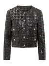 Michael Kors Tweed Jacket With Sequins In Black