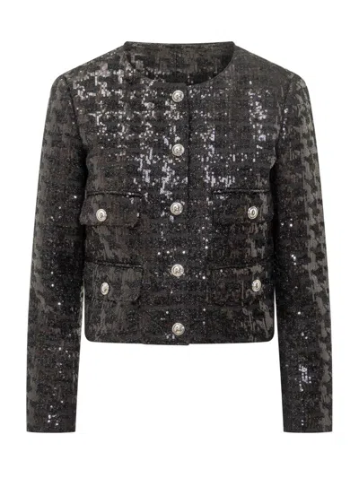 Michael Kors Tweed Jacket With Sequins In Black