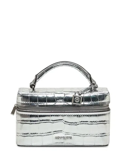 MICHAEL KORS MICHAEL KORS MICHAEL KORS VANITY CASE IN SILVER LEATHER