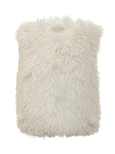 Michael Kors White Eco Fur Vest In Neutral