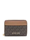 Michael Kors Zip Wallet In Canvas Monogram Brown In Brown
