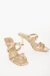 Michael Kors Michael Metallic Leather Corrine Sandals With Heel 9cm In Gold