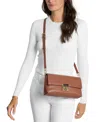 Michael Kors Michael  Addie Small Leather Convertible Pouchette Crossbody In Brown