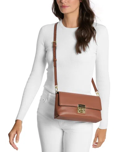 Michael Kors Michael  Addie Small Leather Convertible Pouchette Crossbody In Brown