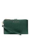 Michael Kors Michael  Adele Double-zip Pebble Leather Phone Wristlet In Bosco