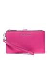 Michael Kors Michael  Adele Double Zip Leather Iphone 7 Plus Wristlet In Wild Berry