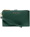 Michael Kors Michael  Adele Double-zip Pebble Leather Phone Wristlet In Bosco