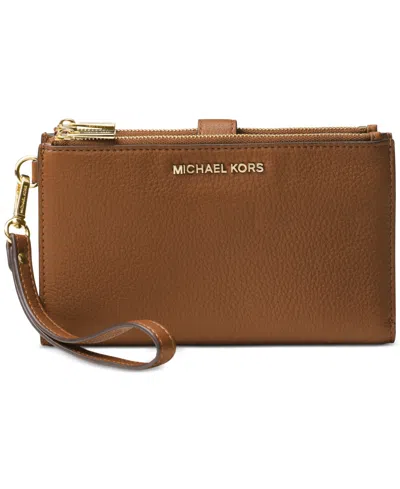 MICHAEL KORS MICHAEL MICHAEL KORS ADELE DOUBLE-ZIP PEBBLE LEATHER PHONE WRISTLET