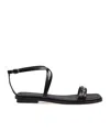 Michael Kors Sandal Lena Flat In Black Leather In Black
