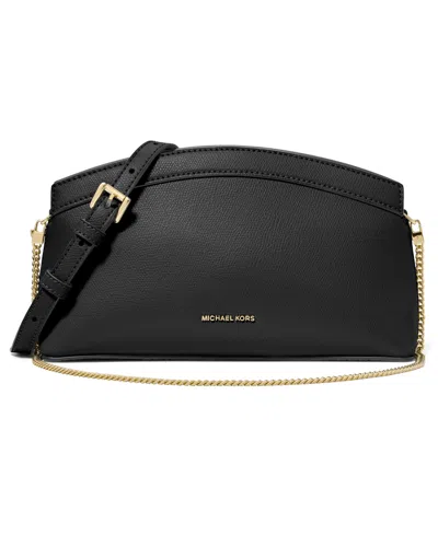 Michael Kors Athena Small Leather Convertible Clutch In Black
