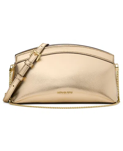 Michael Kors Michael  Athena Small Done Chain Clutch Crossbody Bag In Pale Gold