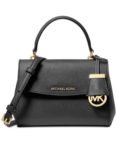 Michael Kors Michael  Ava Leather Crossbody Bag In Black