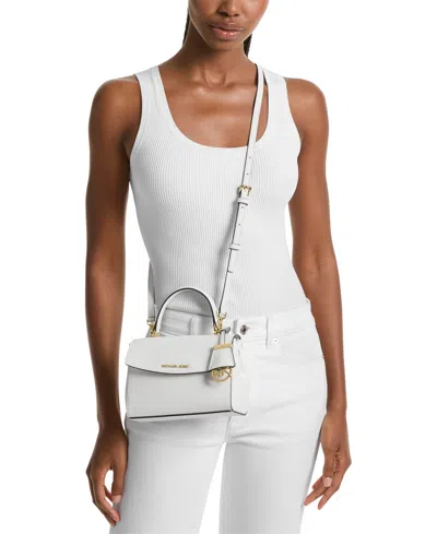 Michael Kors Michael  Ava Leather Crossbody Bag In Optic White