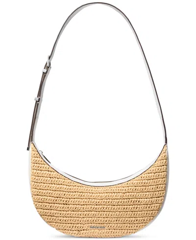 Michael Kors Michael  Avra Medium Convertible Sling Crossbody In Natural,optic White