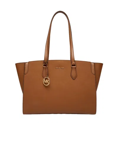 Michael Kors Becca Logo-charm Tote In Brown