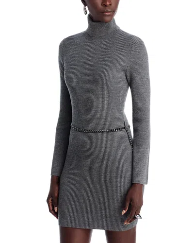 Michael Kors Michael  Belted Mini Sweater Dress In Gray