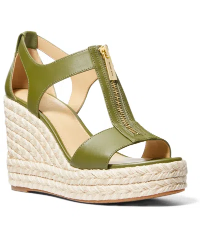 Michael Kors Michael  Berkley Zipper Espadrille Platform Wedge Sandals In Smokey Olive
