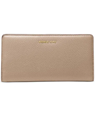 Michael Kors Michael  Bryant Large Slim Leather Snap Wallet In Brown