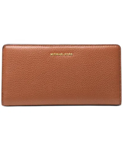 Michael Kors Michael  Bryant Large Slim Leather Snap Wallet In Luggage