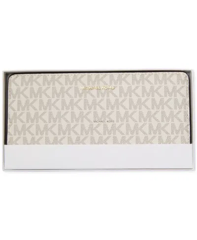 Michael Kors Michael  Bryant Large Slim Snap Wallet In Vanilla,acrn