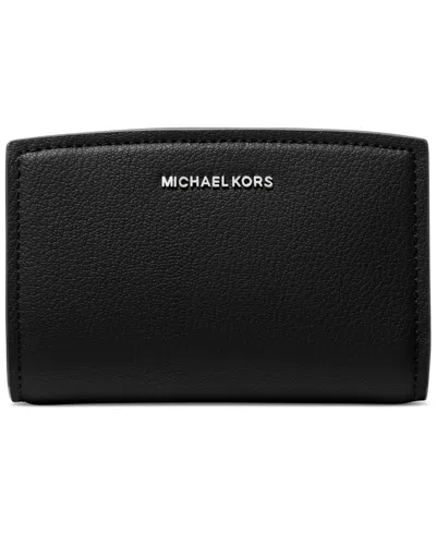Michael Kors Michael  Bryant Leather Zip Around Mini Wallet In Black