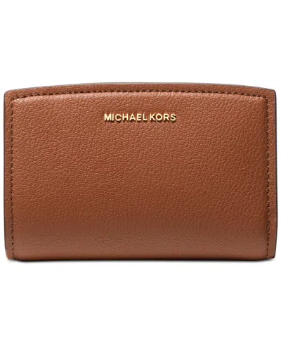 Michael Kors Michael  Bryant Leather Zip Around Mini Wallet In Luggage