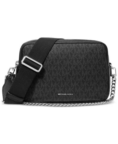 Michael Kors Michael  Bryant Medium Double Zip Chain Camera Crossbody In Black