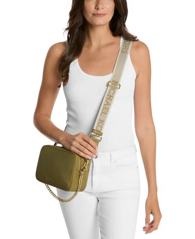 Michael Kors Michael  Bryant Medium Double Zip Chain Camera Nylon Crossbody In White