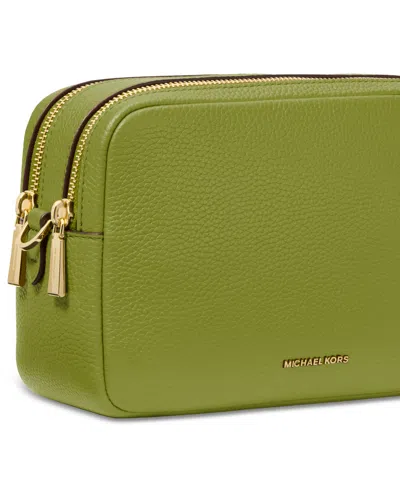 Michael Kors Michael  Bryant Medium Leather Double Zip Chain Camera Crossbody In Green