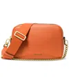 Michael Kors Michael  Bryant Medium Leather Double Zip Chain Camera Crossbody In Orange
