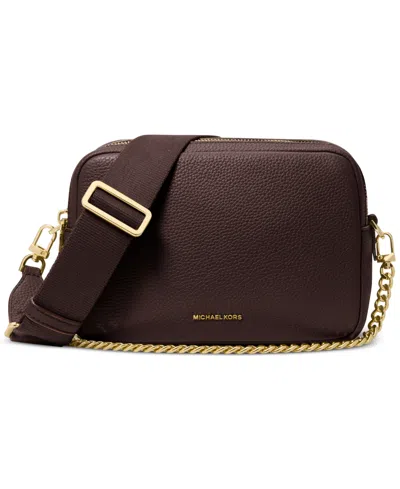 Michael Kors Michael  Bryant Medium Leather Double Zip Chain Camera Crossbody In Brown