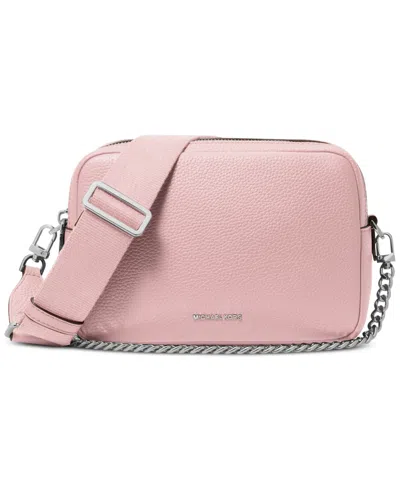 Michael Kors Michael  Bryant Medium Leather Double Zip Chain Camera Crossbody In Smokey Rose