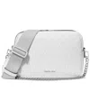 Michael Kors Michael  Bryant Mini Double Zip Chain Camera Crossbody In Optic White,allum