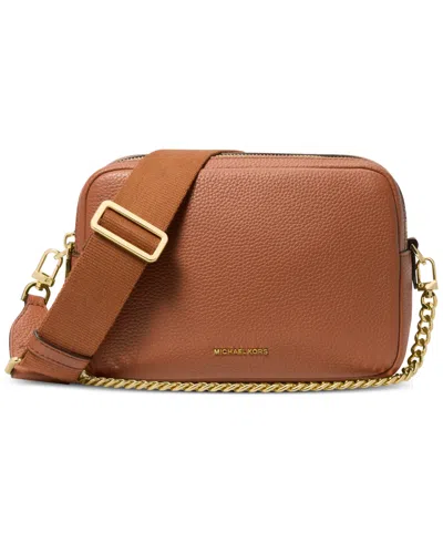 Michael Kors Michael  Bryant Mini Leather Double Zip Chain Camera Crossbody In Luggage