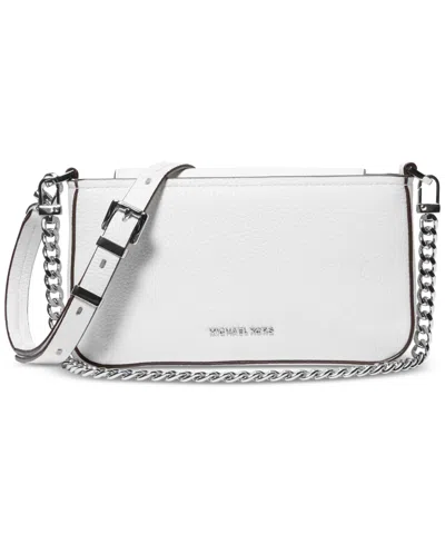 Michael Kors Michael  Bryant Small Leather Convertible Crossbody Pouchette In Optic White