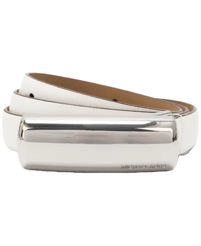 Michael Kors Michael  Bubble Plaque Leather Belt In White