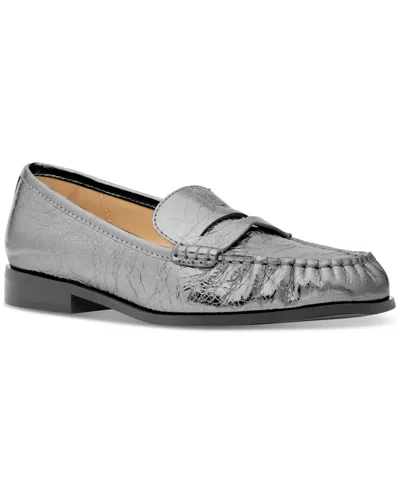 Michael Kors Michael  Carlson Penny Loafer Flats In Gunmetal
