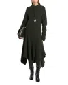 Michael Kors Michael  Cashmere Handkerchief Hem Dress In Green