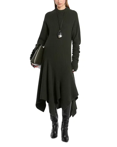 Michael Kors Michael  Cashmere Handkerchief Hem Dress In Green
