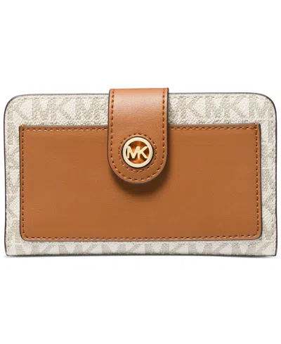 Michael Kors Bi-fold Medium Wallet In Vanilla,ac