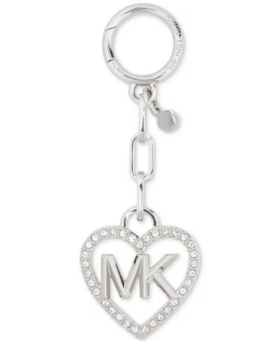 Michael Kors Michael  Charms Metal Mk Heart Pave Key Charm In Sh Rhodium