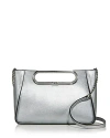 Michael Kors Michael  Chelsea Large Leather Convertible Clutch In Silver