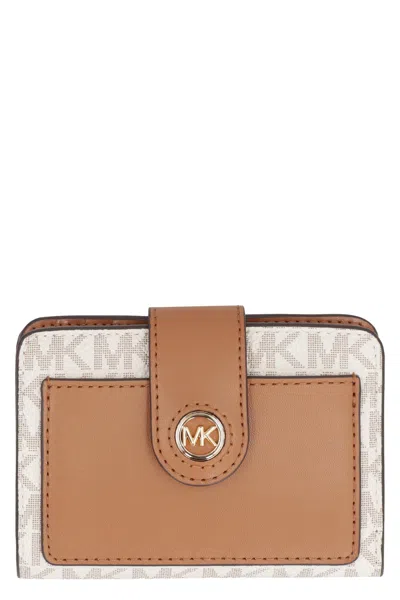 Michael Kors Michael  Coated Canvas Wallet In Brown