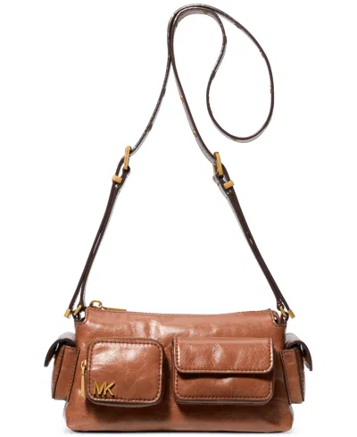 Michael Kors Michael  Dakota Small Leather Convertible Pocket Crossbody In Luggage