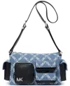 Shop Michael Kors Michael  Dakota Small Pocket Denim Shoulder Bag In Union Wash,black