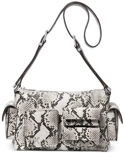 Michael Kors Michael  Dakota Small Pocket Leather Shoulder Bag In Aluminum