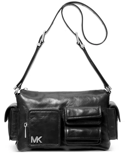 Michael Kors Michael  Dakota Small Pocket Leather Shoulder Bag In Black