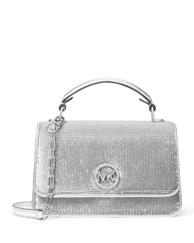 Michael Kors Michael  Delancey East West Chain Crossbody In Silver