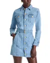 Michael Kors Denim Belted Mini Dress In Blue