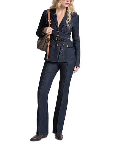 Michael Kors Michael  Denim Utility Blazer In Blue